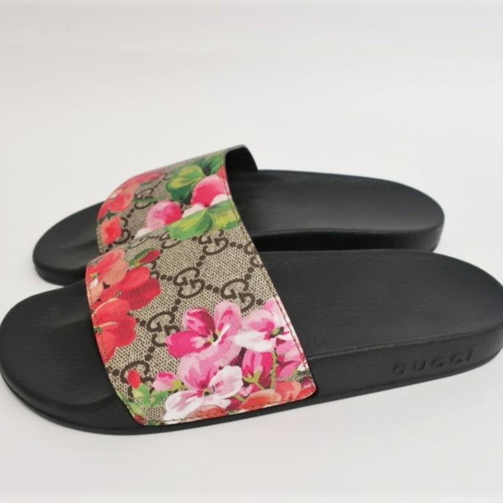 Gucci Pursuit Pool Slide Sandals GG Blooms Supreme - Picture 7 of 8